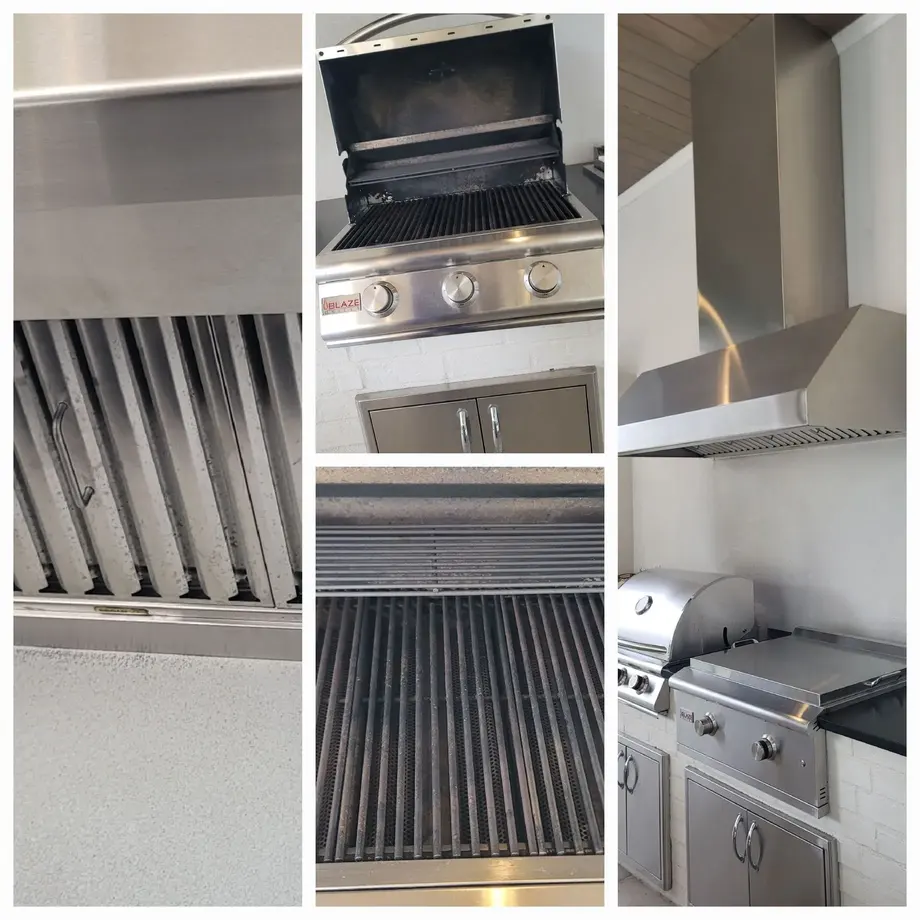 Before-and-after outdoor kitchen and grill cleaning results