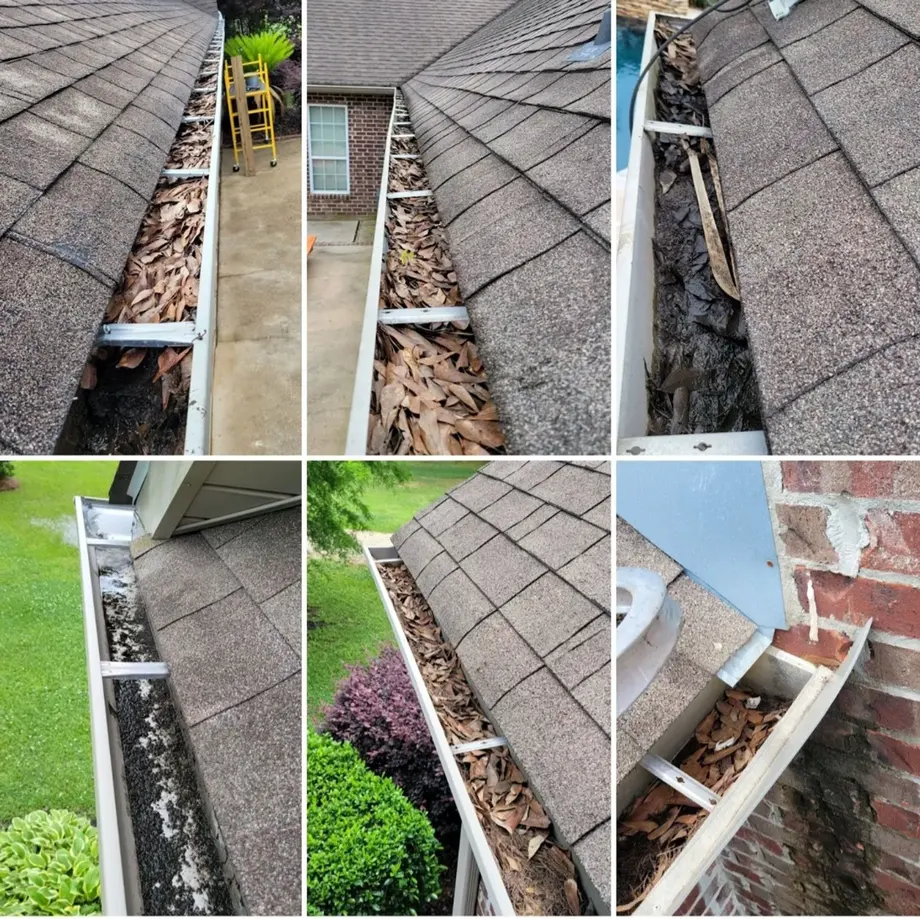 Roof and gutter cleaning before-and-after photo collage