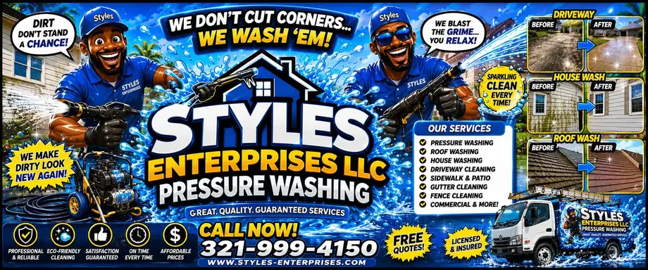 Styles Enterprises pressure washing service truck graphic